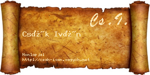 Csák Iván névjegykártya
